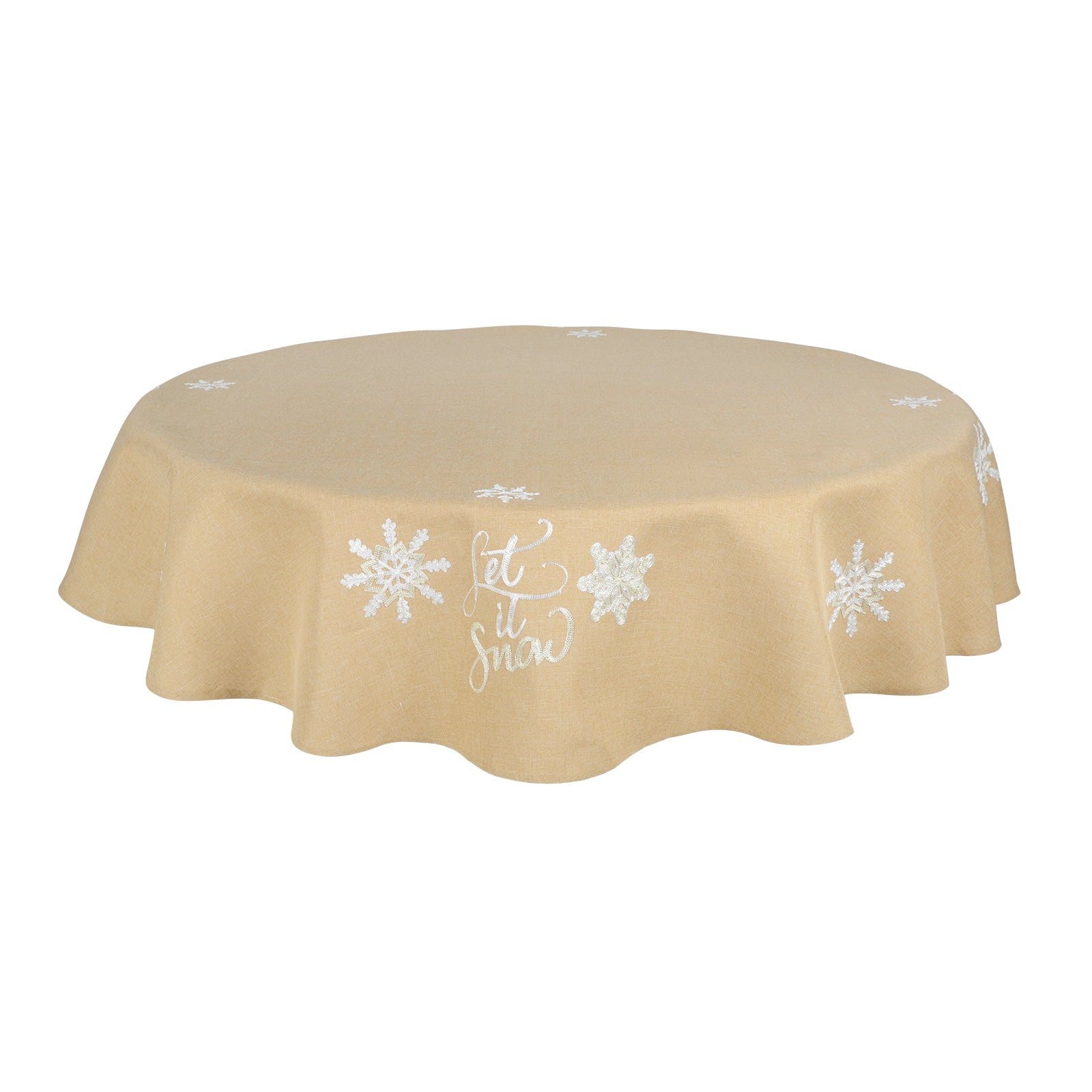 Mr Crimbo Let it Snow Embroidered Tablecloth/Napkin - MrCrimbo.co.uk -XS5869 - Biscuit -christmas napkins